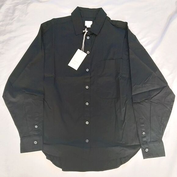NWT A New Day Black XS Boyfriend Button Down - Picture 5 of 6
